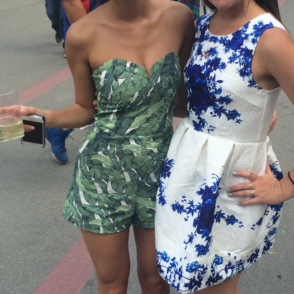 H&M Tropical Leaf strapless romper
